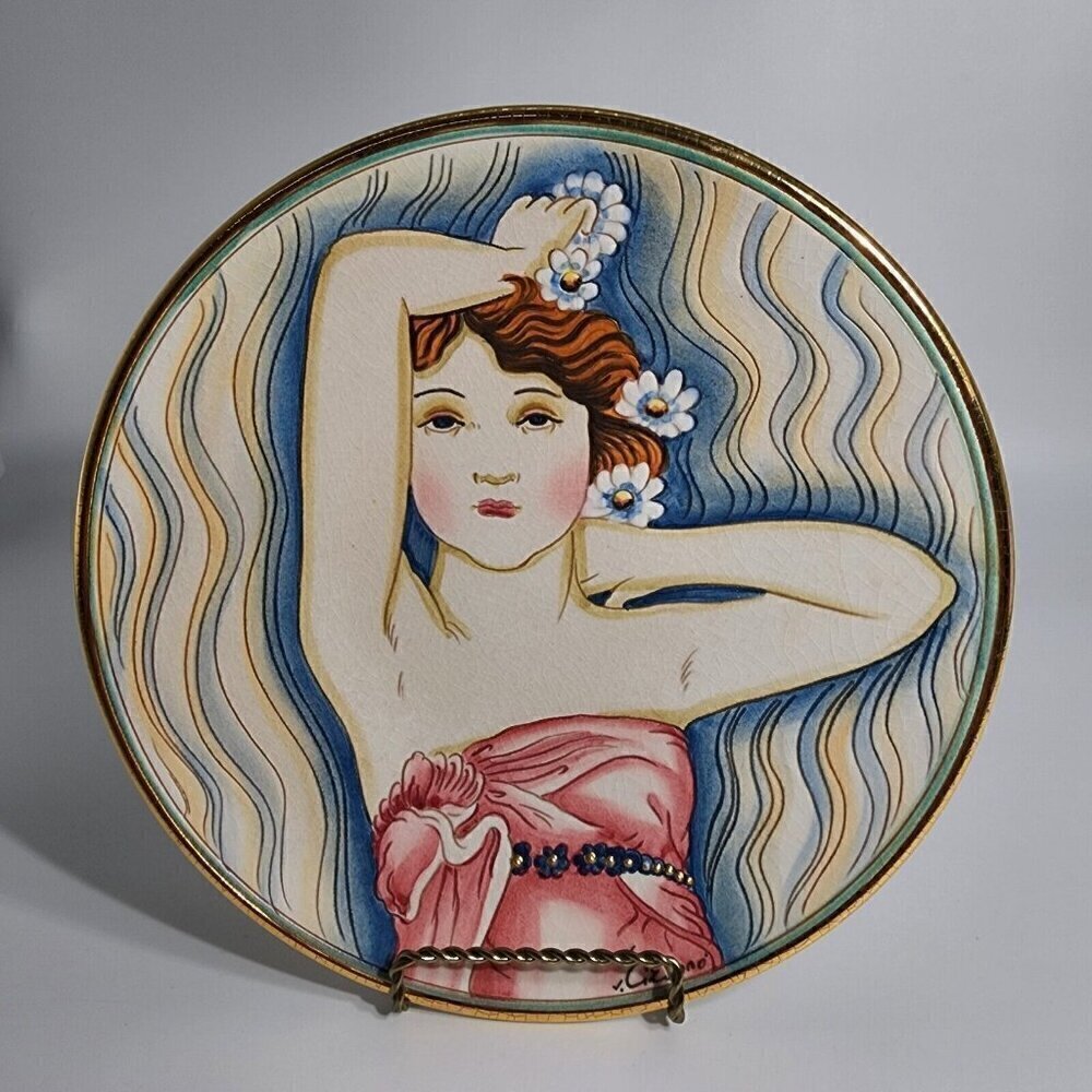 Veneto Flair 1979 Gigi La Belle  Femme Series By V. Tiziano Etched Hand Painted